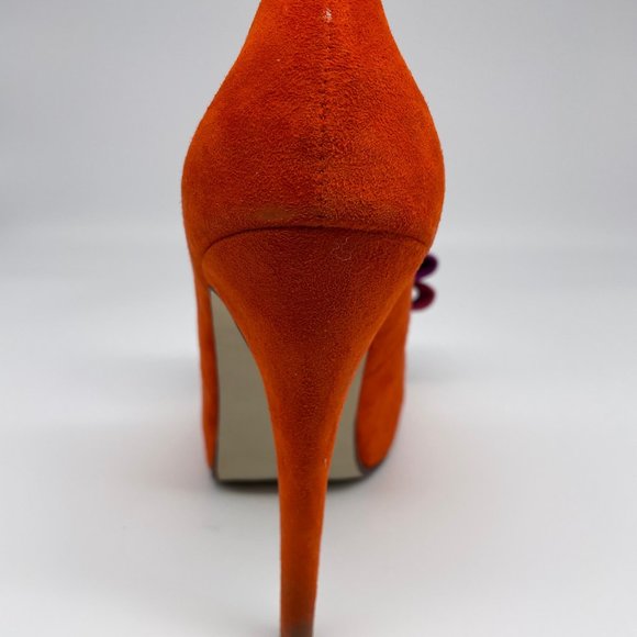 Jeffrey Campbell "Garrett" Women Orange Purple Bow Heels US Size 6 - Picture 6 of 13